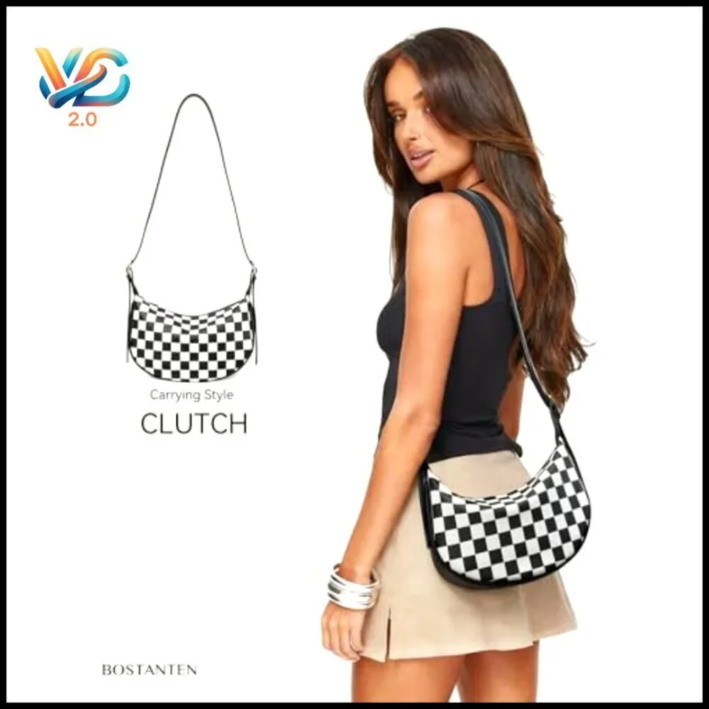 Vegan Leather Hobo Crossbody Bag with Adjustable Strap, Recycled Material - Picture 2 of 7